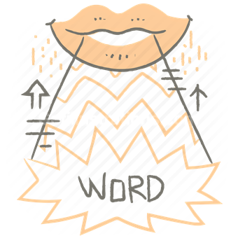 mouth, word, arrow, up, speech, speak